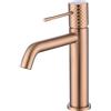 IMEX Miscelatore monocomando per lavabo in ottone con finitura PVD oro rosa spazzolato cartuccia ceramica Ø26 mm tubi flessibili 3-8 cold open - modello Imex-BDG053-1ORC Genova