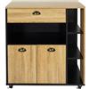 HOME DECO FACTORY Carrello Cucina Chef Contenitore Mobile in Legno Nero | Legno, carrello cucina Chef, contenimento versatile, su ruote, cucina e sala da pranzo, grande modello, nero
