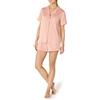 Amazon Essentials Completo da Notte in Raso con Top a Maniche Corte con Bottoni e Pantaloncini Donna, Rosato Opaco, XL
