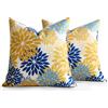 LRartdeco Set da 2 Federe Cuscino 45 x 45 CM Dalia Floreale Fodera Cuscini Giallo e Blu Moderna Decorazioni Copricuscino Home Decor per Soggiorno Camera da Letto Sedie Ufficio