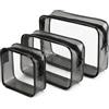 Carehabi 4pcs Beauty Case Trasparente Borsa da Viaggio per Cosmetici Impermeabili TSA Borsa viaggio per il trasporto di liquidi Beauty Case per Donna/Uomo