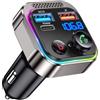 GizmoVine Bluetooth Auto, Trasmettitore FM Bluetooth 5.4 63W (PD 45W e 18W) Doppia Porta USB di Ricarica Adattatore Auto, Radio Ricevitore Wireless, Chiamate in Vivavoce, Supporto Unità USB 64GB