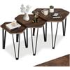 tectake® Set 3 Tavolini da Salotto Moderni, 3 pz Tavolino Salotto o Tavolino da Divano, Ideali Soggiorno, Casa, Ufficio per Libri, Vinili, Computer Portatile, Bevande, Cibo - Legno Industriale Scuro