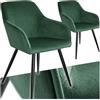 TecTake® Set 2 Sedie Sala da Pranzo Effetto Velluto, Sedie Soggiorno con Morbida Imbottitura, Seduta Ergonomica, Poltrone Velluto Versatili, Sedie Design Moderno - Verde Scuro/Nero