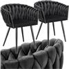 tectake® Set di 2 Sedie da Pranzo con Braccioli, Sedie Soggiorno in Velluto Extra Fine, Design Elegante a Nodo, Poltrone Velluto con Morbida Imbottitura, Sedie per Sala da Pranzo Versatili - Nero
