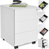 tectake® Armadietto Per Archivio Pratiche con Rotelle, Mobile Porta Documenti 3 Cassetti, 1 Porta Fascicoli, Mobile Salvaspazio, Armadio con Serratura Chiave, Armadio Ufficio Multiuso - Bianco
