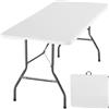 tectake® Tavolo da Esterno 180x70x74 cm, Tavolo Pieghevole a forma di Valigetta, Struttura in Acciaio, Blocco di sicurezza, Maniglia da trasporto, Tavolino da Esterno, Campeggio, Giardino - Bianco