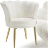 tectake® Poltrona Imbottita, Ecopelliccia Elegante, Imbottitura Extra Spessa, Seduta Ampia, Schienale Curvo a Fiore, Gambe in Acciaio Verniciate a Polveri, Piedini Antiscivolo e Antigraffio-Crema/Oro