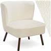 tectake®, Poltrona scandinava da cocktail, poltrona relax di design, moderna e comoda, poltrone salotto, poltroncina da camera, Poltroncina salotto da lettura - Bouclé Bianco Avorio