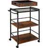 tectake® Carrello Portavivande - 65 x 41,5 x 87 cm - Carrello Cucina con Ruote, Vassoio Removibile, Struttura in Acciaio, Mobiletto Salvaspazio, Organizer Cucina - Legno Industriale Scuro