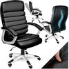 tectake®, Sedia Ufficio Elegante e Confortevole, Design a Onde, Poltrona Doppia Imbottitura, Altezza Regolabile, Girevole 360°, Sedia Scrivania Ergonomica - Nero
