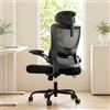 Marsail Sedia da ufficio ergonomica da scrivania con supporto lombare regolabile, poggiatesta e bracciolo, regolazione in altezza e funzione basculante