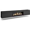 Skraut Home | Mobile TV Soggiorno | Ampio spazio a disposizione | 267x45x35 cm | TV di grande formato | Camino elettrico XXL | Sospeso, da appendere | Stile moderno | Nero