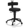 HJH Office balance sedia regolabile in altezza TOP WORK FLEX sgabello da lavoro mobile con schienale, tessuto nero