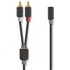 Nedis Stereoljudkabel | 2x RCA Hane | 3,5 mm Hona | Guldplaterad | 1,00 m | Round | Antracit | Låda