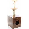 Fudajo tiragraffi in legno 125 cm con casetta per gatti, tiragraffi di design in marrone vintage, casetta per gatti 2in1 con lettiera, albero di arrampicata per gatti