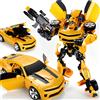 RESTEQ Robot auto Auto Robót Giallo 2 in 1 42 cm giocattolo trasformabile con suoni e luci per bambini