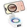 buwy Regali Uomo Donna, Speaker Bluetooth con Foldable Mobile Phone Holder, Design 4 in 1 con RGB, Base Antiscivolo, Mobile Phone Stand Supporto di Ricarica con Altoparlante Bluetooth, Bianco