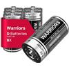 Warriors Batterie D 6X LR20 Alcaline 1.5V, pacco da 6, fino a 10 anni di durata, energia duratura per giocattoli, torce, radio, lanterne e dispositivi domestici