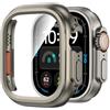 Kamita Impermeabile Custodia per Apple Watch Ultra 3/Ultra 2/Ultra 49mm, Duro PC Bumper Case con Protezione Dello Schermo in Vetro Temperato, Antiurto Copertura Protettiva per iWatch 49 (Titanio)