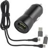 acce2s Caricabatteria Rapido Auto 20W 2025 2 Porte Cavo Universale 120 cm Metallo Nero PD 3 0 QC 4 0 Compatto e Durevole Compatibile Smartphone Tablet Accessori Presa Accendisigari