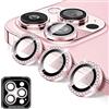 Zeponny Proteggi Obiettivo Fotocamera Compatibile con iPhone 17 Pro/17 Pro Max, Protezione per Fotocamera in Vetro Temperato Diamond, Anelli Metallici Singoli, Accessori per Telefono (Rosa)