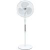 Ventilatore a piantana Muvip 45W, 3 pale, 3 velocità, altezza e inclinazione regolabili, base rinforzata, colore bianco.