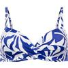 Dorina Mercadona Top Bikini Donna, Stampa Foglie Audace, con Ferretto, Coppe Intere, Imbottitura Leggera, Dettaglio Twist Busto, Blu