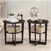 Furinno TIDUR Night Stand Set of 2, Comodini Ovali a 2 Livelli con Ripiano Curvo, Tavolino da Letto Aperto, per Camera da Letto, Soggiorno, Walnut