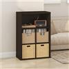 Furinno CUBICLE Mobile per Giradischi con Raccoglitore per Vinili, 5-Cube 1.2 Extra Spesso Raccoglitore per Dischi in Vinile, Scaffale Multimediale per CD DVD Dischi, Rovere Scuro Nero