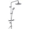 Görbach Colonna Doccia Acciaio Inox senza Miscelatore, Colonna Doccia idromassaggio con Asta Doccia Regolabili e Mensola, Set Doccia a Pioggia con Soffione ABS 20 cm Cromo