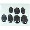Lotto 07 pezzi pietre preziose sfuse cabochon forma ovale tormalina nera natu...