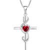 starchenie Collana Donna Argento 925 con Croce Ciondolo Rubino Zirconi Collana Pietra Portafortuna a Cuore Taglio