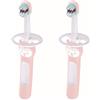 MAM Set di spazzolini da denti per bambini, manico compatto, ergonomico e antiscivolo, per primi denti, con protezione di sicurezza, testina molto piccola e setole extra morbide, rosa, confezione da 2