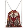 SMAZDFXX Zaino con coulisse per amanti degli scheletri, borsa sportiva da palestra in tela con coulisse per uomo e donna