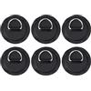Yuanpgky Confezione da 6 cerotti ad anello a D in acciaio inox, per gommoni, saldati in PVC, per kayak, canoa, zattera, gommone, gommoni, accessori per paddle, colore nero