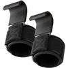 ZGXNYI Ganci Palestra 1 paio di impugnature con gancio for sollevamento pesi fasce for polsi, cinghia for barra manuale, guanti da palestra for trazioni e fitness(SteelPlate Black-2pc)