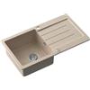 QUADRON Lavello da cucina in granito | dimensioni 77 x 44 x 18,5 cm, beige e acciaio | Lavello JOHNNY 111 in granito Lavello a vasca singola | Lavello da incasso con foro per rubinetto