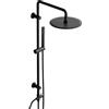 Görbach Colonna Doccia Senza Miscelatore Fori Muro Regolabili, Set Doccia Acciaio inox Asta Doccia Saliscendi Doccia con soffione a Pioggia Rotondo 25 cm, Nero