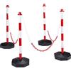 Euroshoppingonline Set da 4 Paletti di Delimitazione, Colonnine,Barriere Eventi e Feste, Dissuasore Parcheggio, 82x112x28 cm, Rosso Bianco, 1 pz