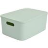 Homéa, Scatola con coperchio in plastica, 10,5 l, 34,5 x 25 x h,16 cm, salvia
