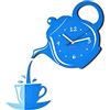 FLEXISTYLE Orologio da Parete Moderno per la Cucina, Tazza e brocca, 45 cm x 45 cm, 3D, Silenzioso, Design, Made in EU (Blu)