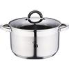 RB RENBERG RENBERG Alexander | Pentola da Cucina | Casseruola di 24 x 14.5 cm e 6,3 L con Coperchio di Vetro | Acciaio Inox | Utensili da Cucina | Fondo Incapsulato di 5 Strati | Per Ogni Tipo di Piano Cottura