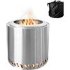 Relaxdays braciere Senza Fumo, Inox, HxD 36 x 38 cm, vaschetta Cenere & Borsa, Argento, Bracieri