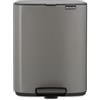 Brabantia Pattumiera a pedale Bo 12L (Platinum), Pattumiera con pedale e coperchio a chiusura soft, Secchio spazzatura facile da pulire con secchio interno rimovibile e sacchetti PerfectFit inclusi