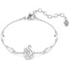 Swarovski Swan Bracciale, Tagli Misti, Cigno, Bianco, Placcato Rodio