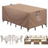 Aujink Copertura Tavolo Esterno Impermeabile, Panno 420D Oxford Impermeabile Copertura Per Mobili da Giardino Tavoli e Sedie da Cortile Raggi UV Resistente allo Strappo , Kaki, 220x100x75 cm