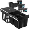 tectake® Pattumiera Differenziata per Cucina, 3 Scomparti, Plastica Robusta, Guide Telescopiche, Mobile Salvaspazio Cucina Con Contenitori Differenziata - 3 vie, 31L