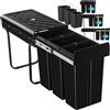 tectake® Pattumiera Differenziata per Cucina, 3 Scomparti, Plastica Robusta, Guide Telescopiche, Mobile Salvaspazio Cucina Con Contenitori Differenziata - 3 vie, 30L