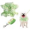 SamHeng Set di Pettorina e Guinzaglio per Cani Floreale in Pizzo Animali Abbigliamento Traspirante Regolabile Prova di Fuga Gonne da Principessa Gilet per Gatti Cani di Media Grande Taglia (Verde-L)